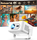 Android 14 Smart Projector with WiFi 6 and Bluetooth 5.4 - Portable 4K