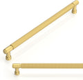 10 Pack Brushed Gold Knurled Cabinet Pulls 10 in - Solid Zinc Alloy
