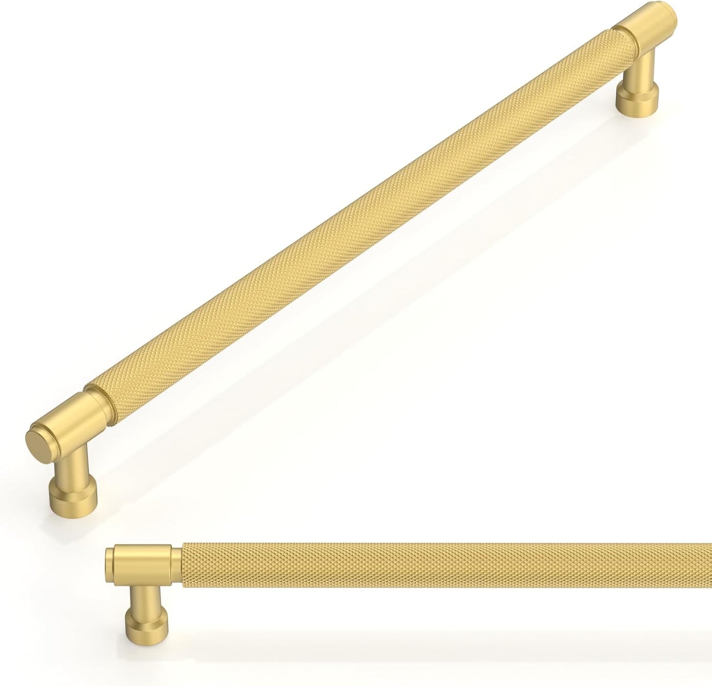 10 Pack Brushed Gold Knurled Cabinet Pulls for Kitchen Drawers