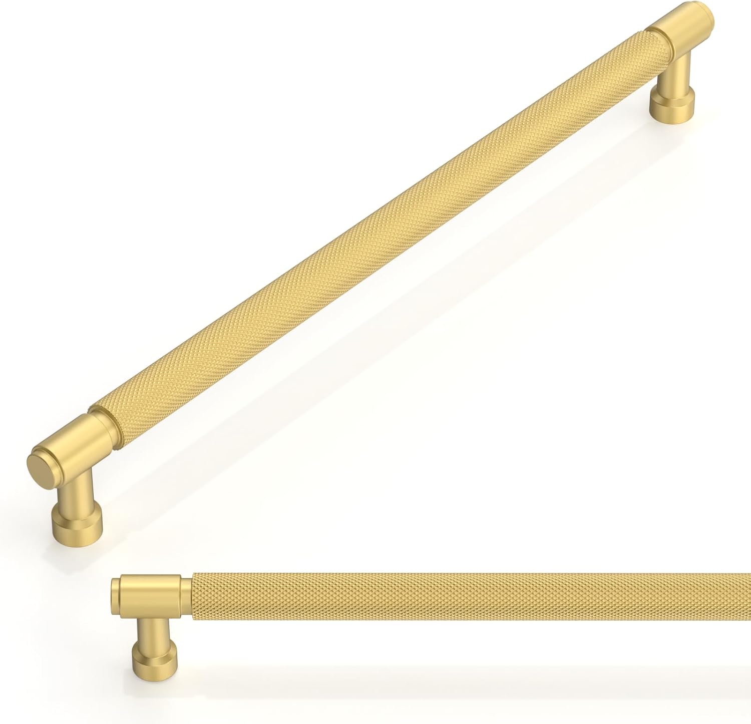 10 Pack Brushed Gold Knurled Cabinet Pulls for Kitchen Drawers