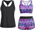 Tankini Swimsuit Set for Women 3 Piece Athletic Tankini - Support