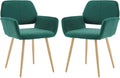 KCC Small Modern Dining Room Arm Chairs Set of 2 - Comfortable Velvet