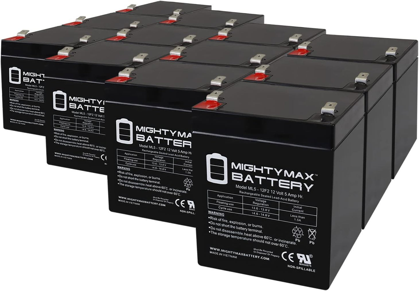 Mighty Max Battery ML5-12F2 12V 5AH Rechargeable SLA Battery Pack