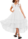 Girls Lace Boho Flower Girl Dress Ruffle Sleeve A-Line (Style VJSM)