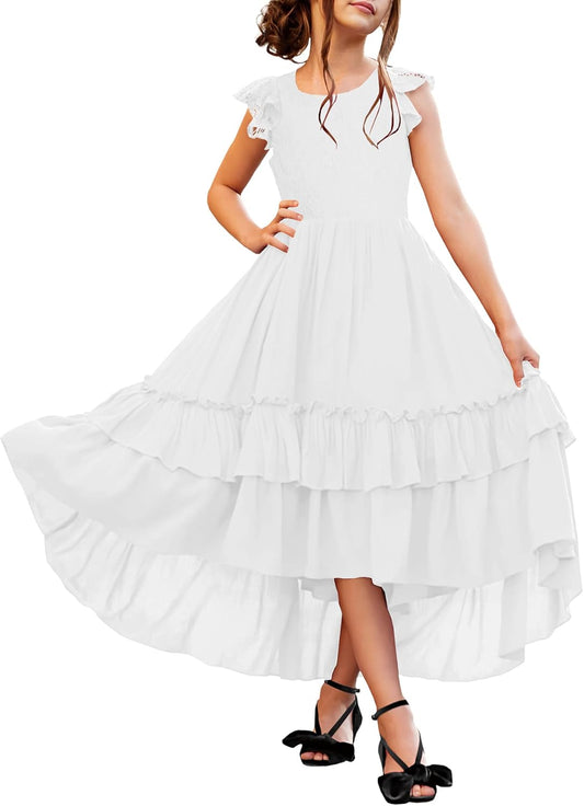 HOSIKA Girls Lace Boho Flower Girl Dress for Special Occasions