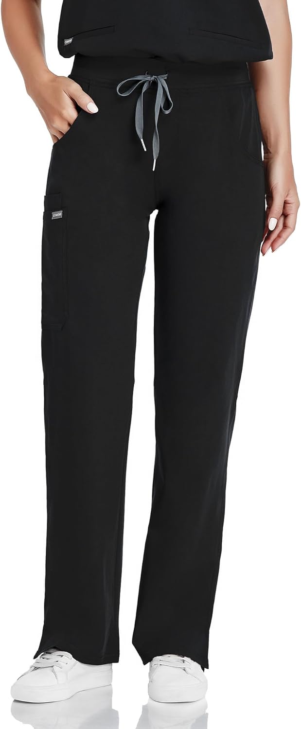 COMENII Scrubs for Women: Mid Rise Straight Leg Cargo Pants
