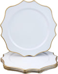 White Chargers for Dinner Plates 13 in Scalloped Set of 6 - Elegant