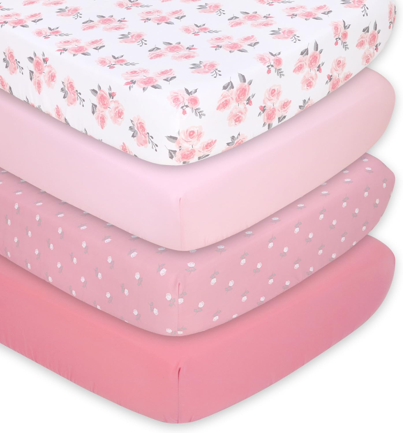Floral Fitted Crib Sheet Set - Soft & Breathable for Baby Girls