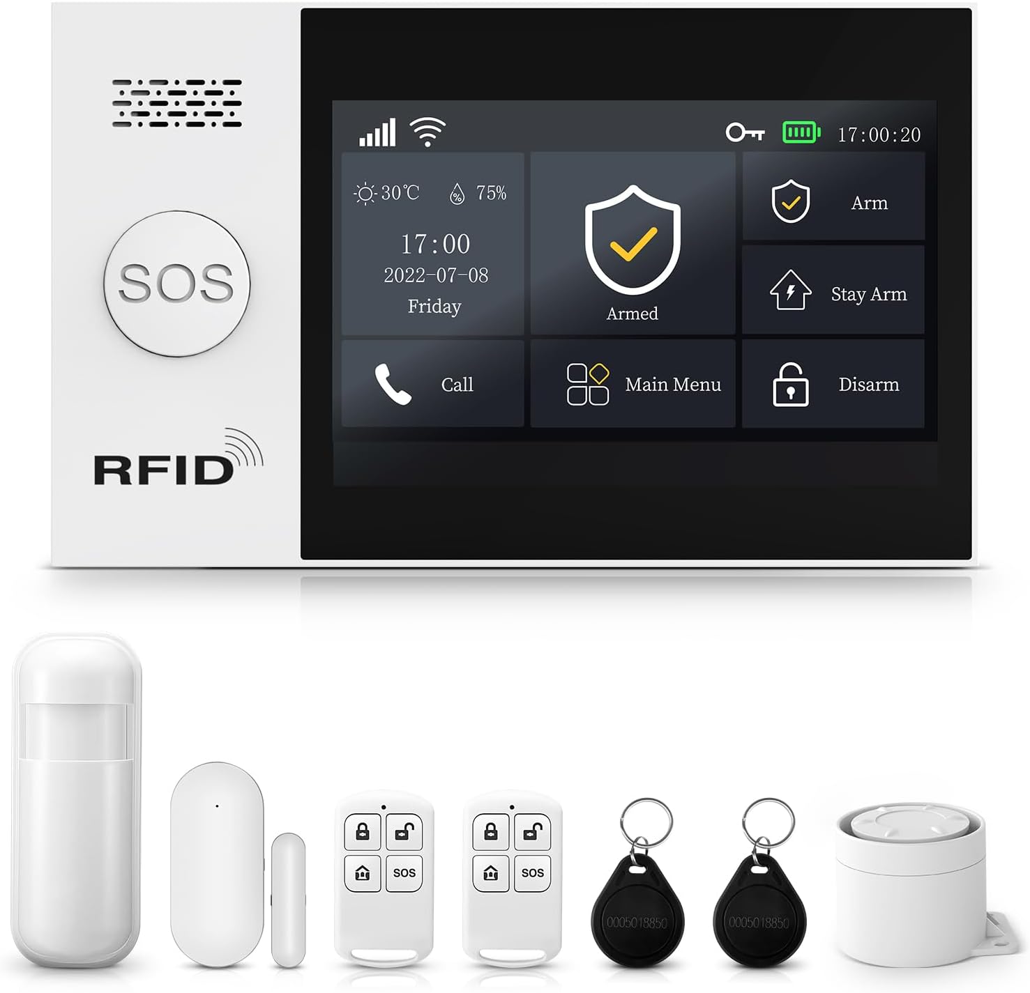 LWOHSI Wireless Home Alarm System with 4.3in Touch Screen