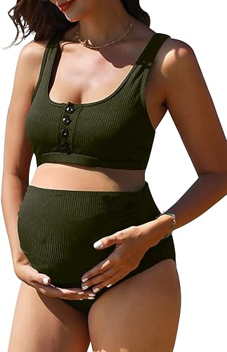 Summer Mae Maternity Ribbed High Waist Swimsuit for Comfort