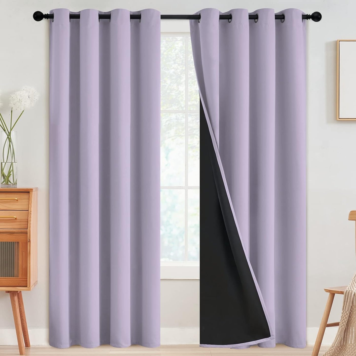 100% Blackout Curtains for Bedroom and Living Room, 52 x 96 in