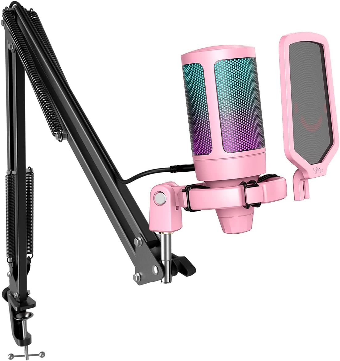 FIFINE RGB Gaming USB Microphone - Quick Mute & Gain Knob for Superior Performance!