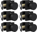 Black Door Knobs Interior Privacy Set - Matte Black 6 Pack