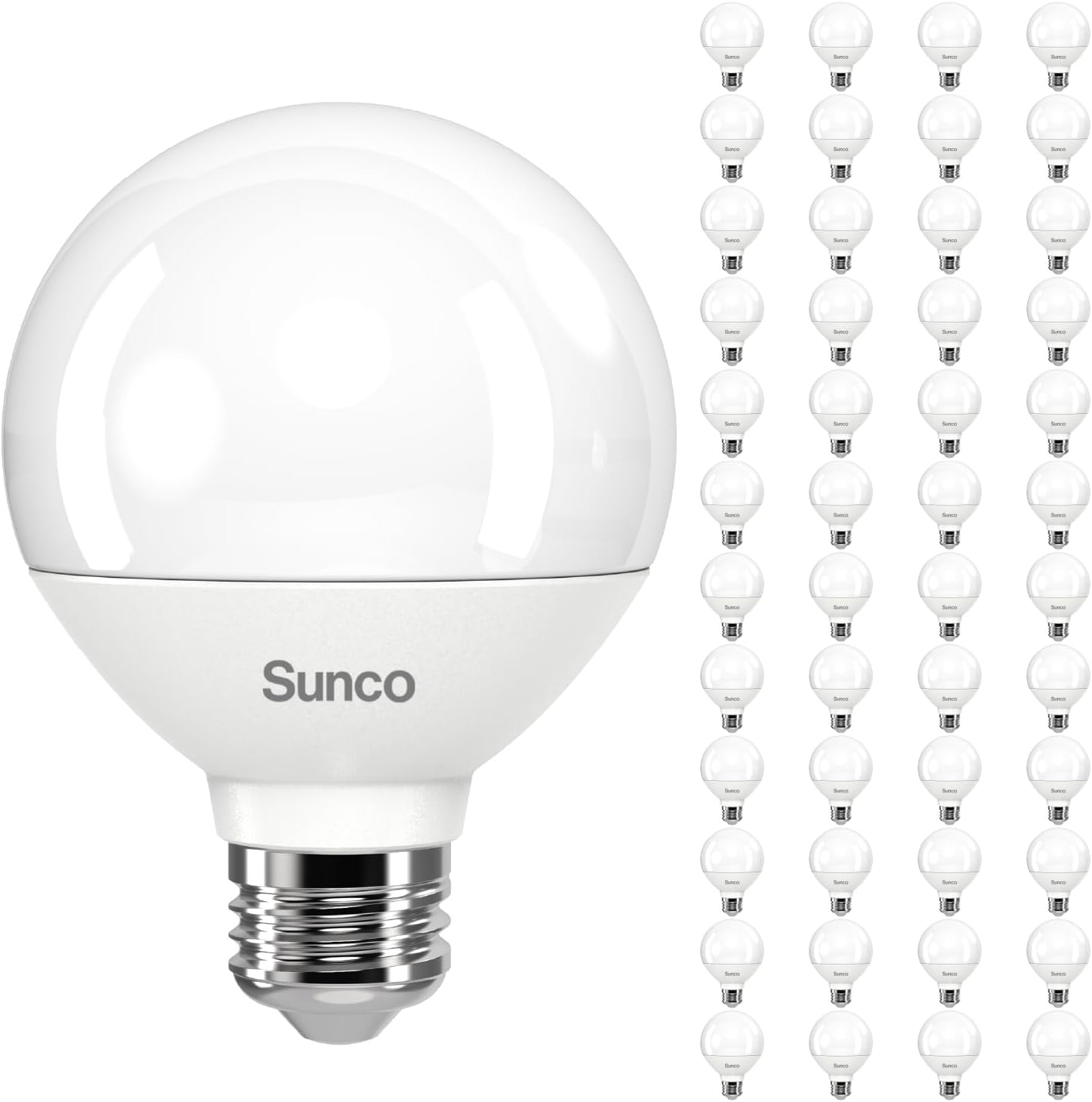 G25 LED Light Bulbs for Bathroom Vanity by Sunco - 48 Pack