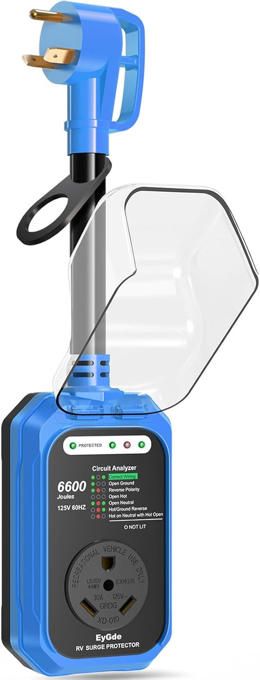 30 Amp RV Surge Protector with Waterproof Design and Analyzer