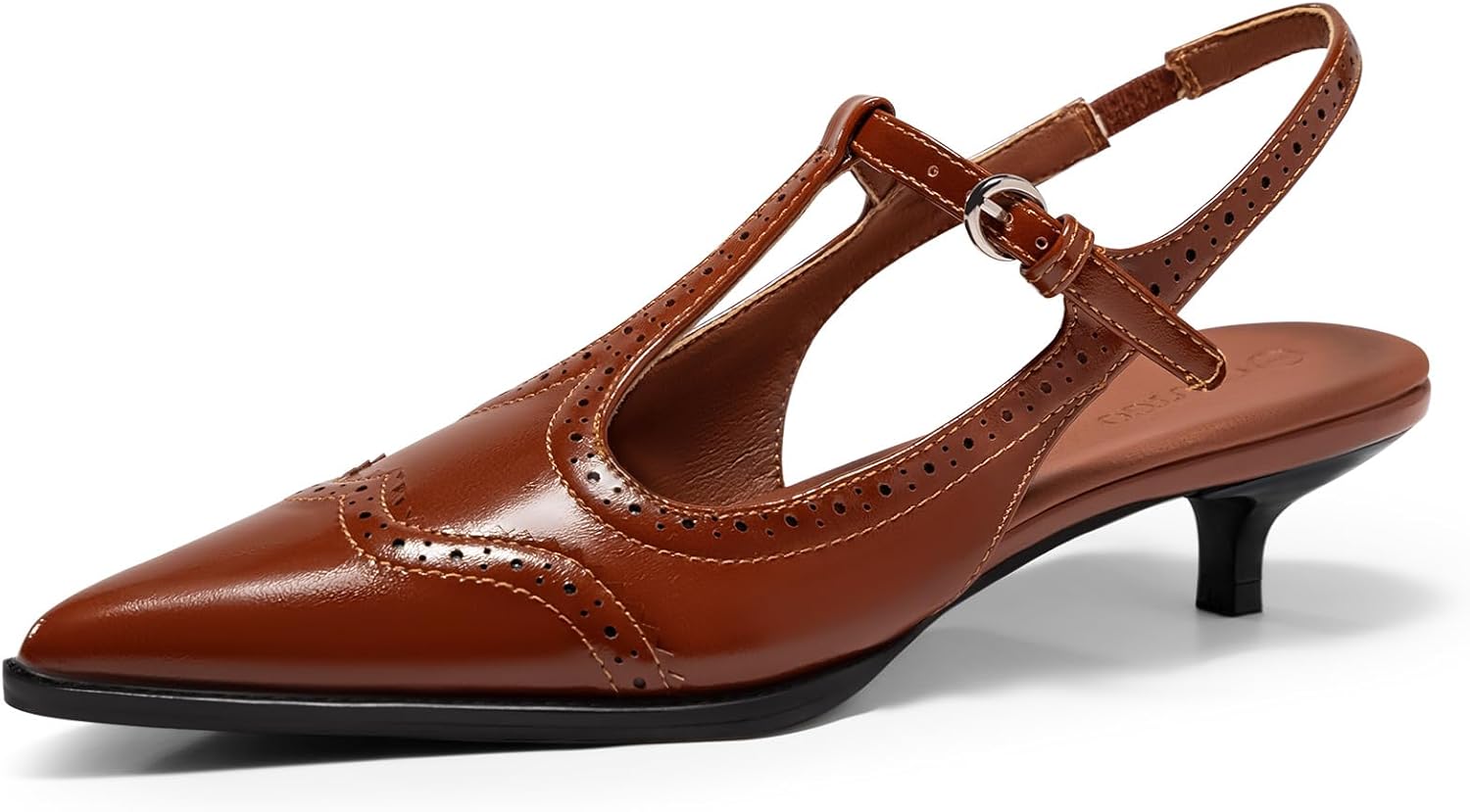 Coutgo Womens Slingback Kitten Heels for Vintage Style Lovers