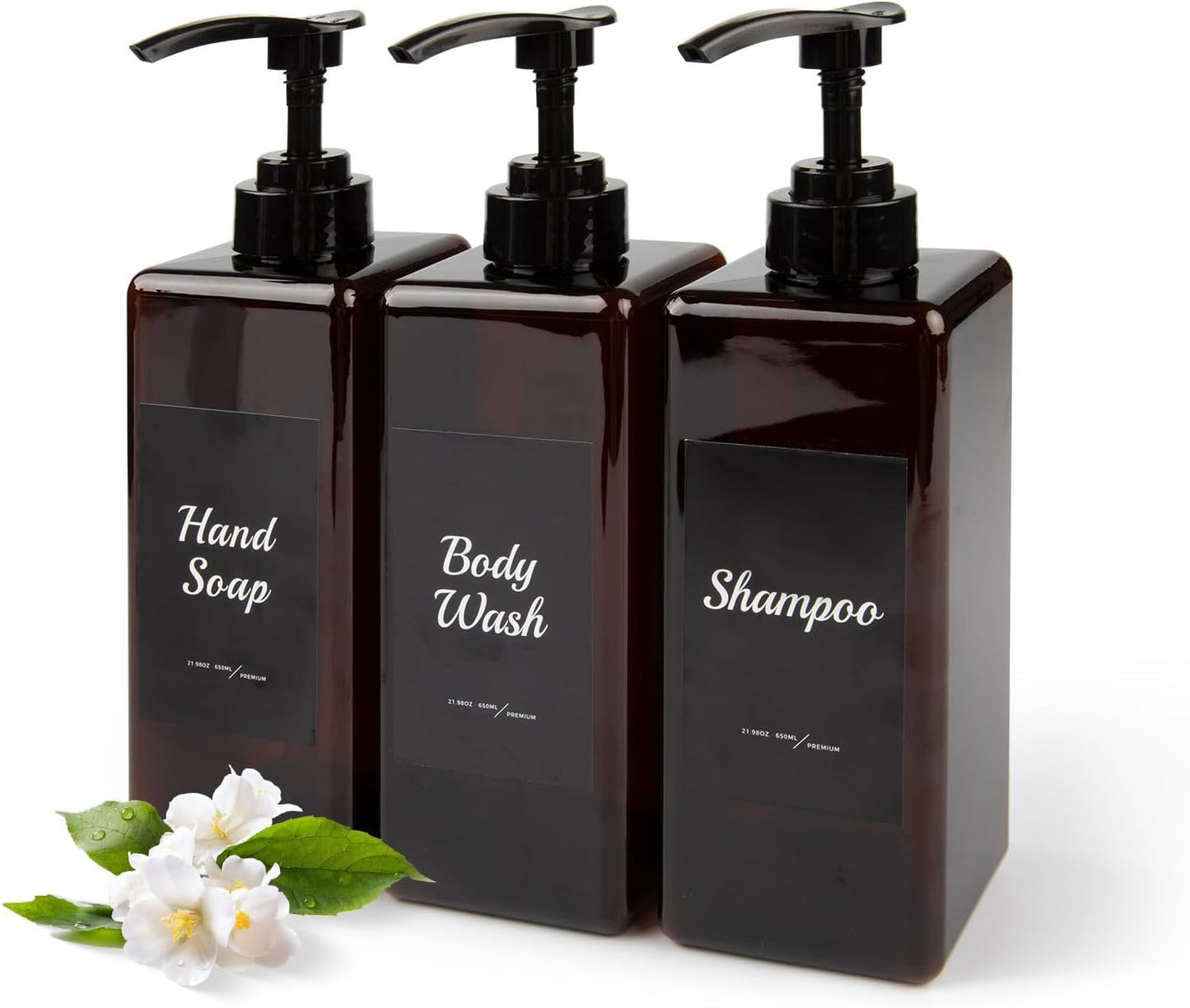 Nellyke 3-Pack 650ml Shampoo Dispenser Set