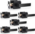 Probrico Matte Black Passage Door Levers Square Hall Closet Handles