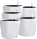 KINJOEK 7 in Self Watering Pot 5-Pack - Modern White Planters