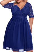 Pinup Fashion Plus Size Lace Chiffon Wrap V Neck Dress (Style JDC3)
