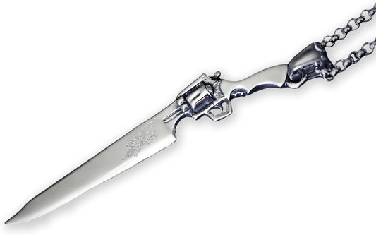 Stainless Steel Squall Gunblade Necklace for Fantasy RPG Fans