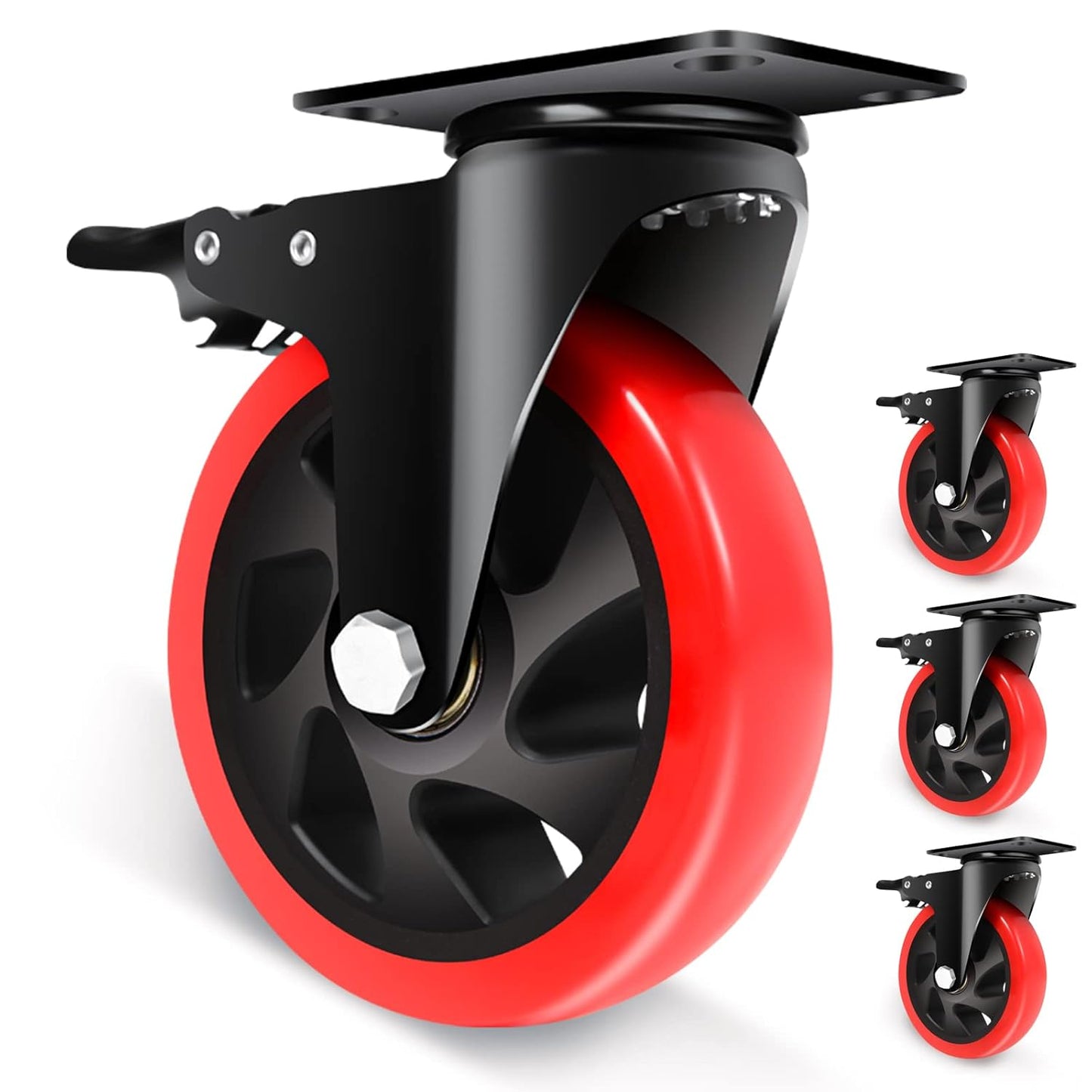Nefish 5 Inch Heavy Duty Caster Wheels for Cart and Equipment