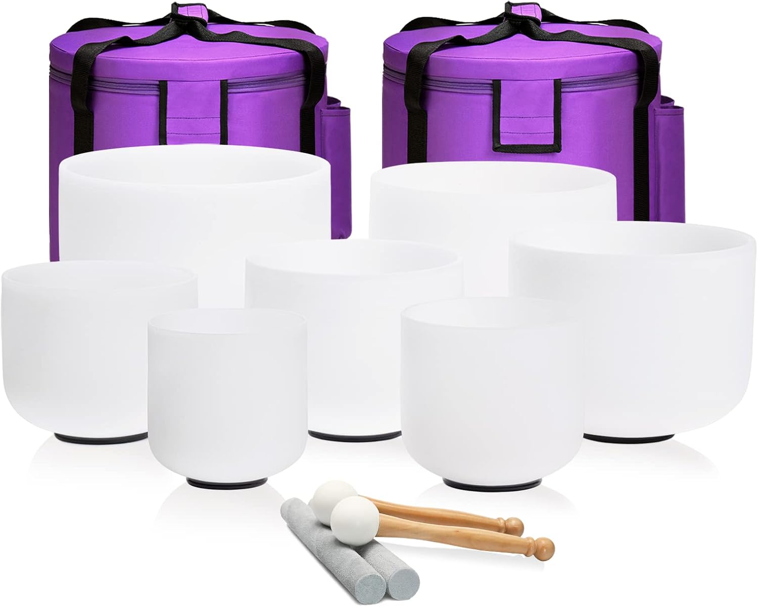 440HZ Frosted Meditation Chakra Quartz Singing Bowls Set of 7