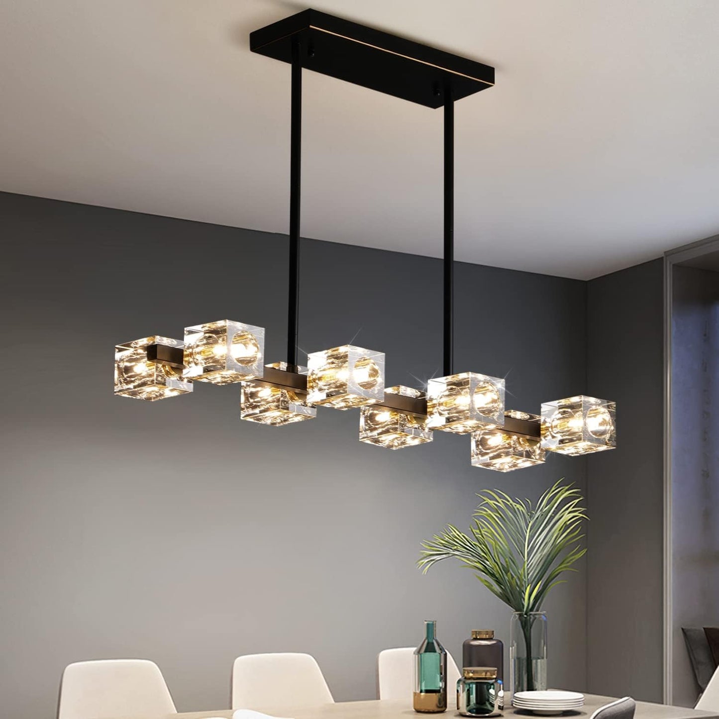 Modern Crystal Chandelier for Dining Room with 8 Lights