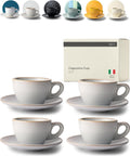 KIVY Cappuccino cups set 4x 8oz - Thick-Walled Stoneware Latte Cups