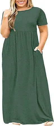 Nemidor Women Plus Size Maxi Dress with Pockets for Casual Wear