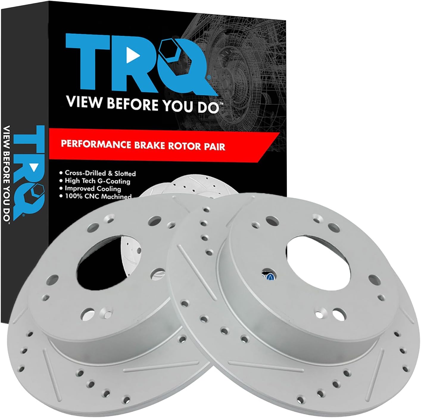 TRQ Rear Performance Brake Rotors Set for Acura and Honda Vehicles