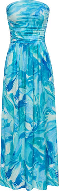 Strapless Maxi Dress with Pockets - Flattering Ruched Long Dress Shoes