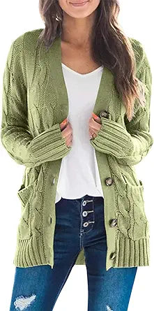 ZESICA Women's Fall Casual Long Sleeve Button Down Cardigan