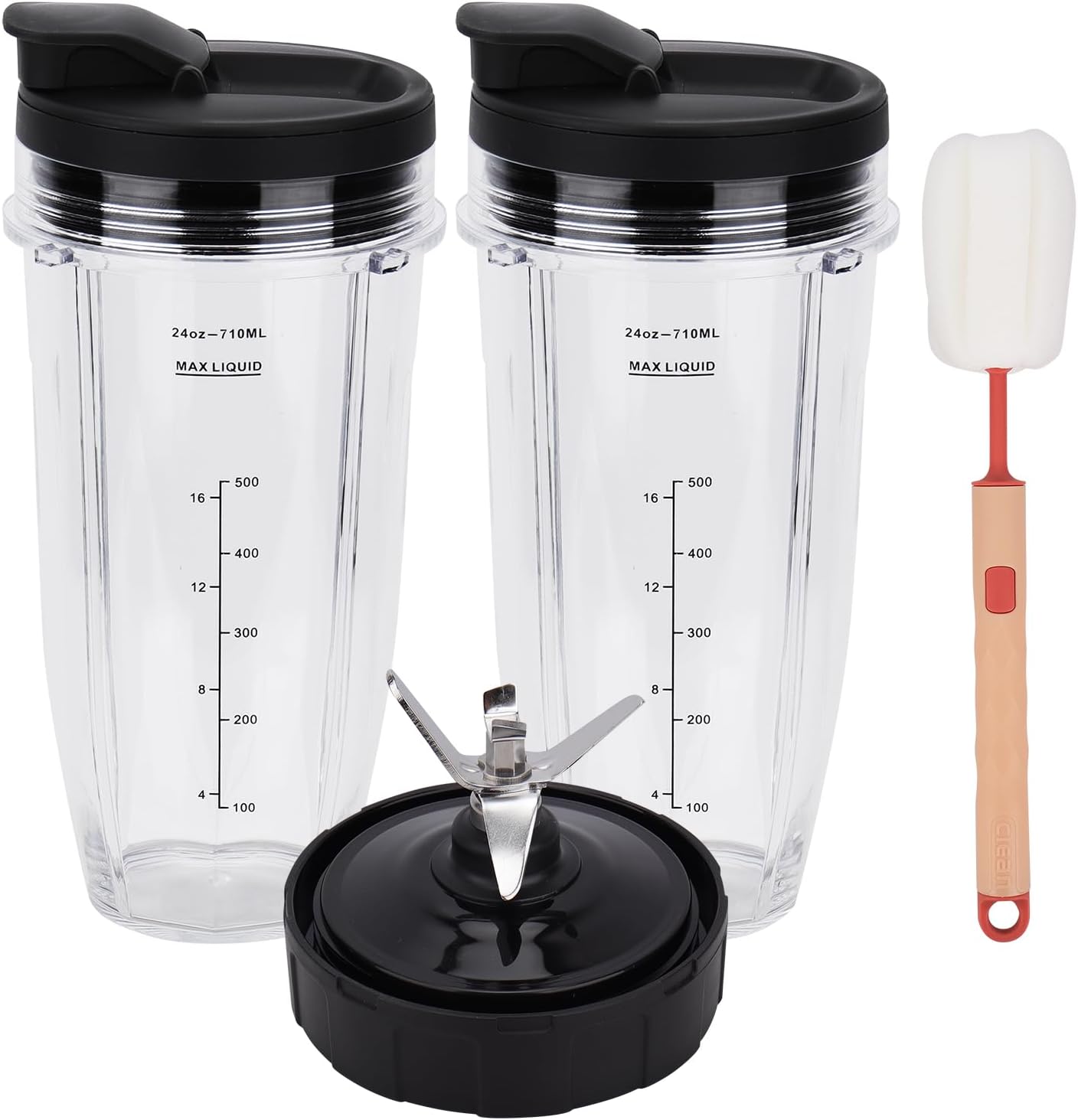 Blend on the Go with 2x 24oz Cups & Lids for Ninja