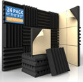 24 Pack Acoustic Foam Panels Wedge Soundproofing - Echo Reduction