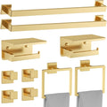 Brushed Gold Towel Bar Set 10-Piece Bathroom Hardware Combo