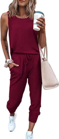 Women's Two Piece Summer Tracksuit Set - Sleeveless Crewneck Comfort