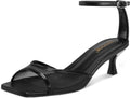 Womens Mesh Kitten Heels Sandals Square Toe Ankle Strap - 2in Comfort