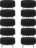 BRILLMAX 10 Pack Black Round Tablecloths 90 in - Durable Elegant