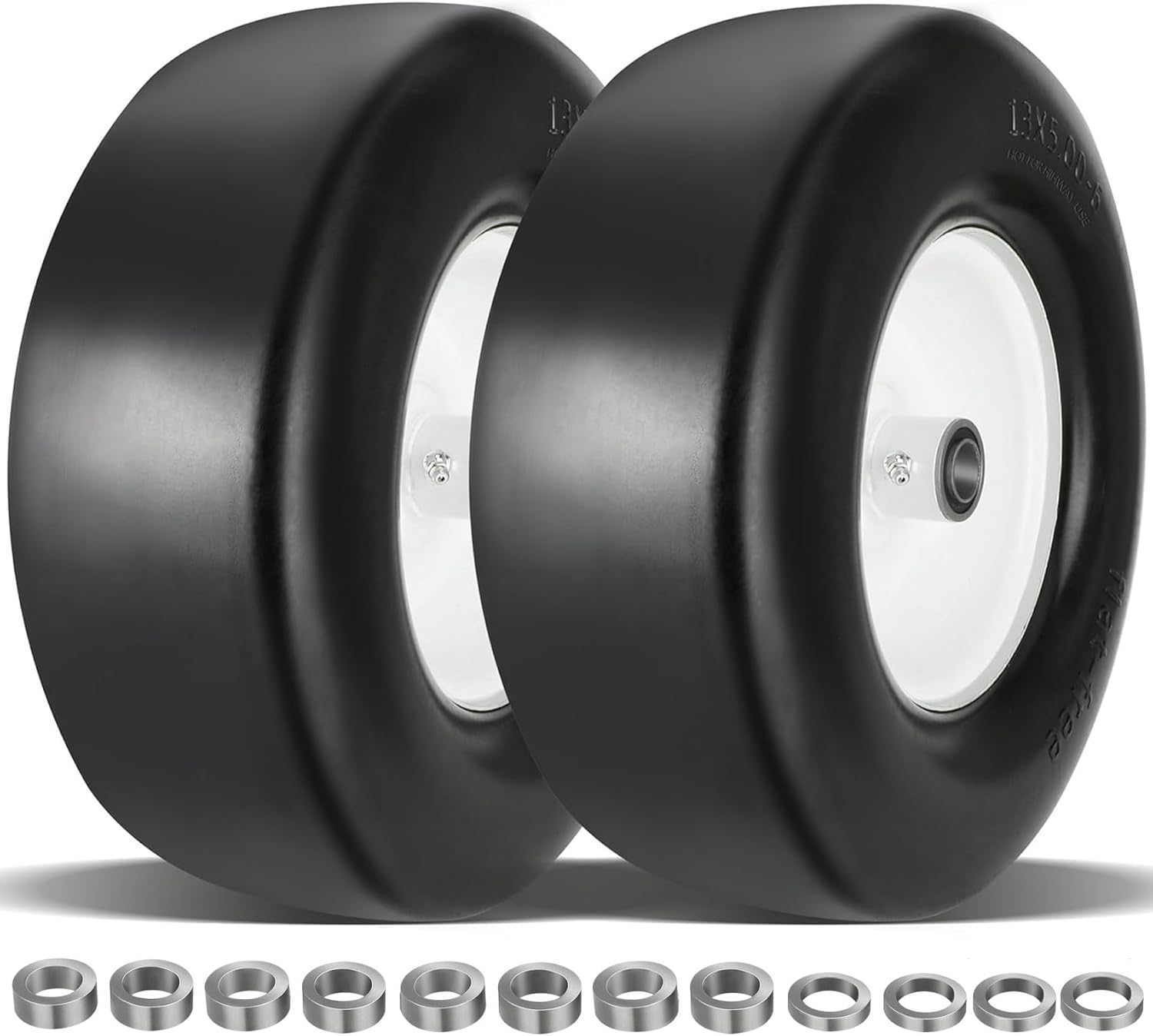 Upgrade 13x5.00-6 Flat Free Lawn Mower Tire and Wheel Assembly