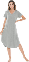 Nightgowns for Women Viscose from Bamboo V Neck Sleepshirt - Cool