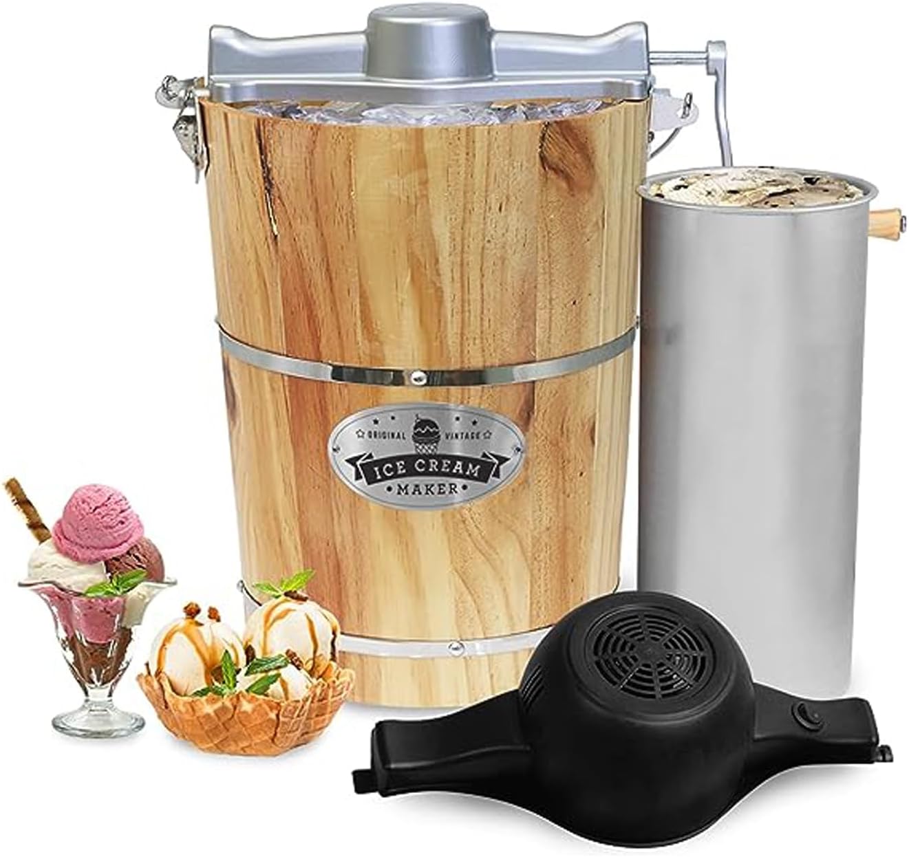 Old Fashioned 6 Quart Electric Ice Cream Maker for Delicious Treats
