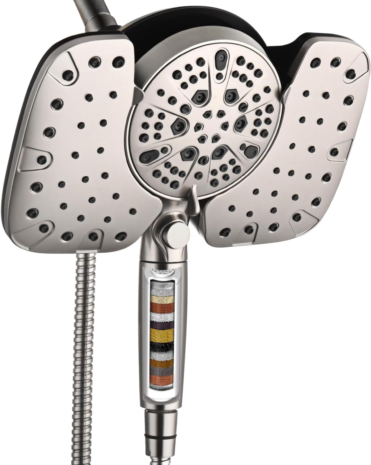 Nickel 2.5GPM Shower Head with Handheld High Pressure Features