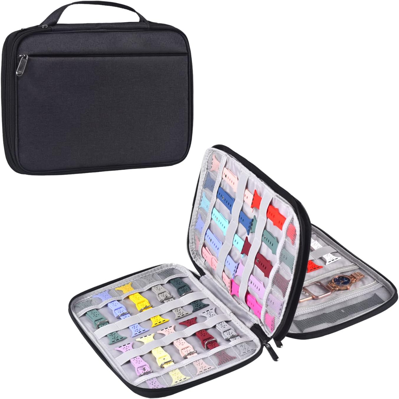 Organize 35 Watch Straps in Style with Black Storage Case