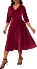 Nmoder Women's Casual Wrap Flared Midi Dress - Flattering (Style ZNZP)