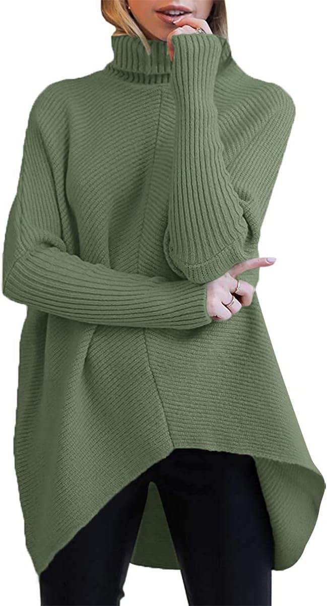 Oversized Turtleneck Batwing Long Sleeve Cozy Sweater Tunic