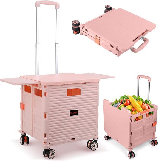 Foldable Utility Cart with Wheels for Shopping and Storage