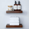 Walnut 12 in Floating Shelf Set of 3 - Solid Real Wood Shelves