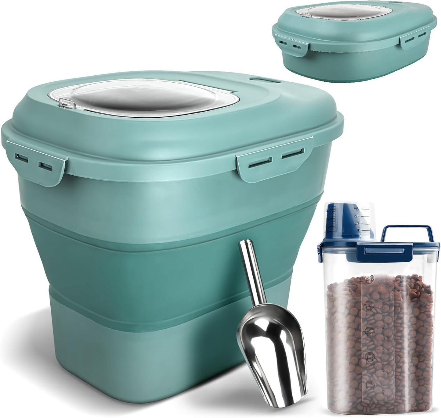 Airtight Collapsible Dog Food Storage Container with Wheels