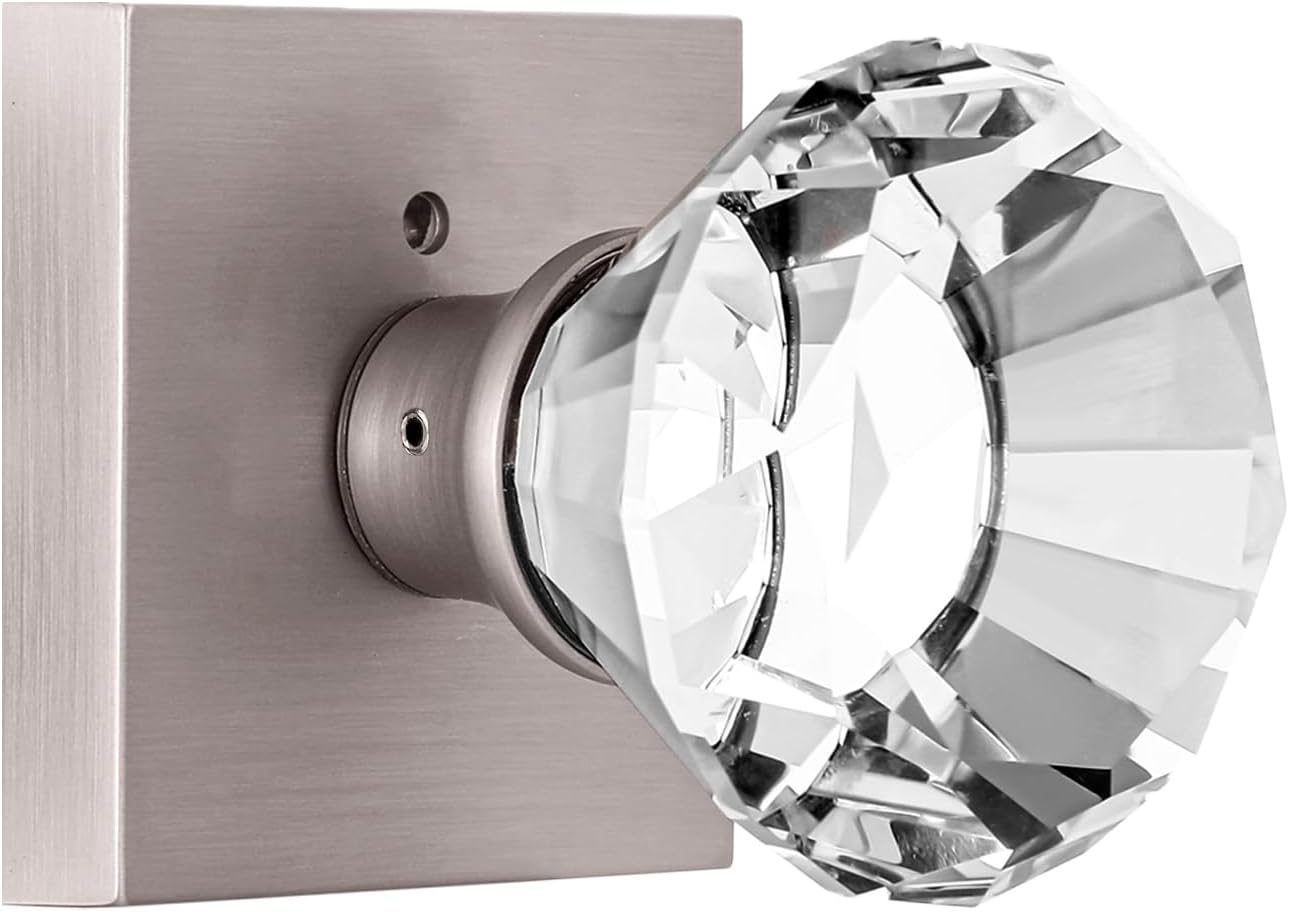 Privacy Glass Door Knob with Lock for Bedroom and Bathroom